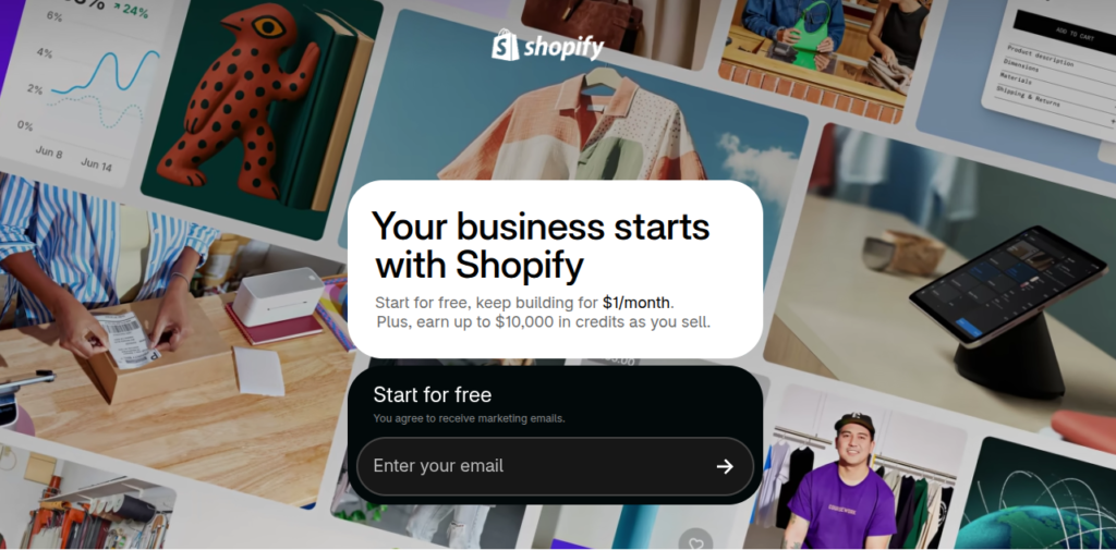 Captura de pantalla del formulario de registro para crear una cuenta en Shopify