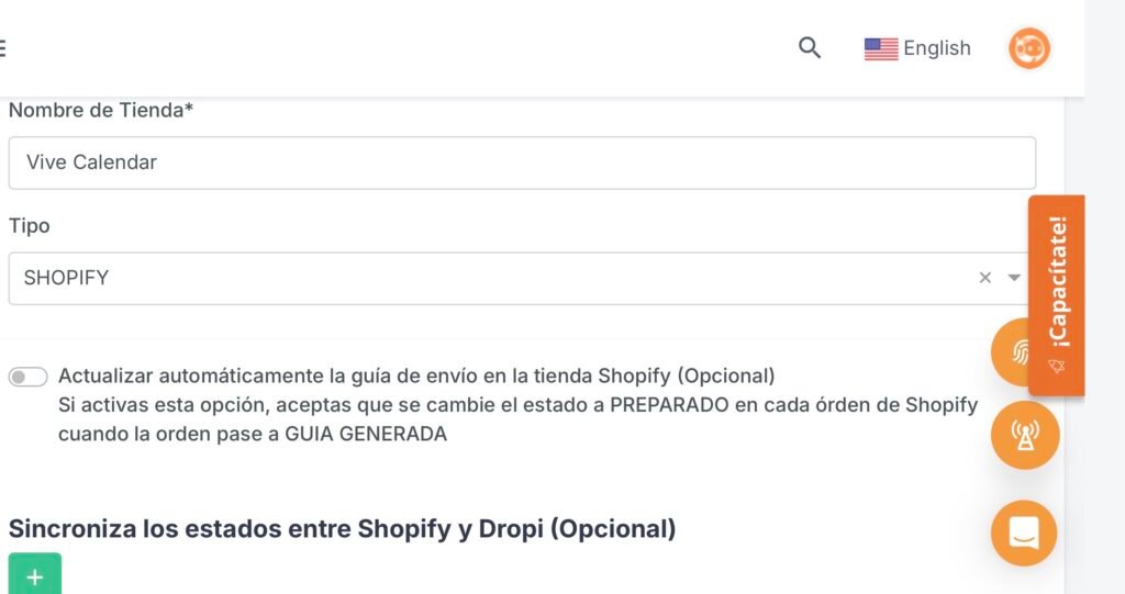 Configuración de la API de Dropi para conectar con Shopify